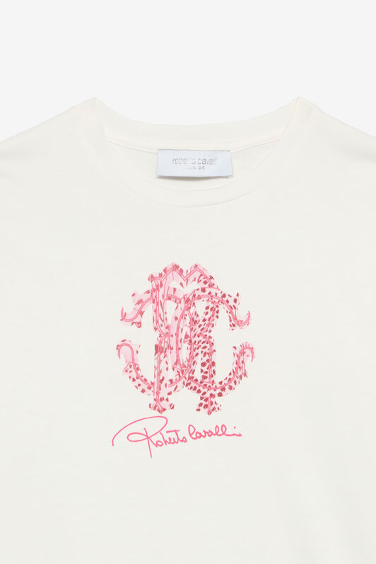 JU T-Shirt Mit Monogramm RC Und Blumen Weiß UJT62F-JD001