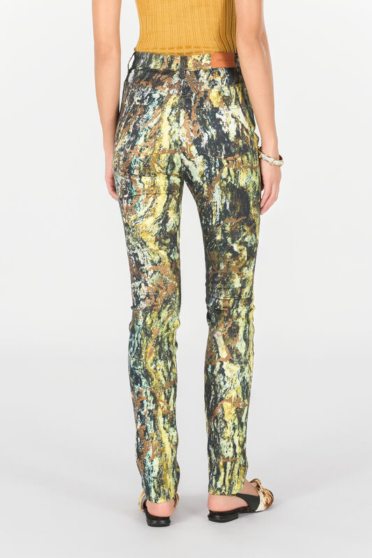 RC Skinny trousers with Marble print Dark green TWJ233-DAN35
