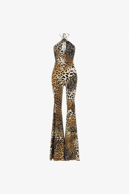 RC Jumpsuit with Jaguar Skin print Light Brown SKT128-LNG34