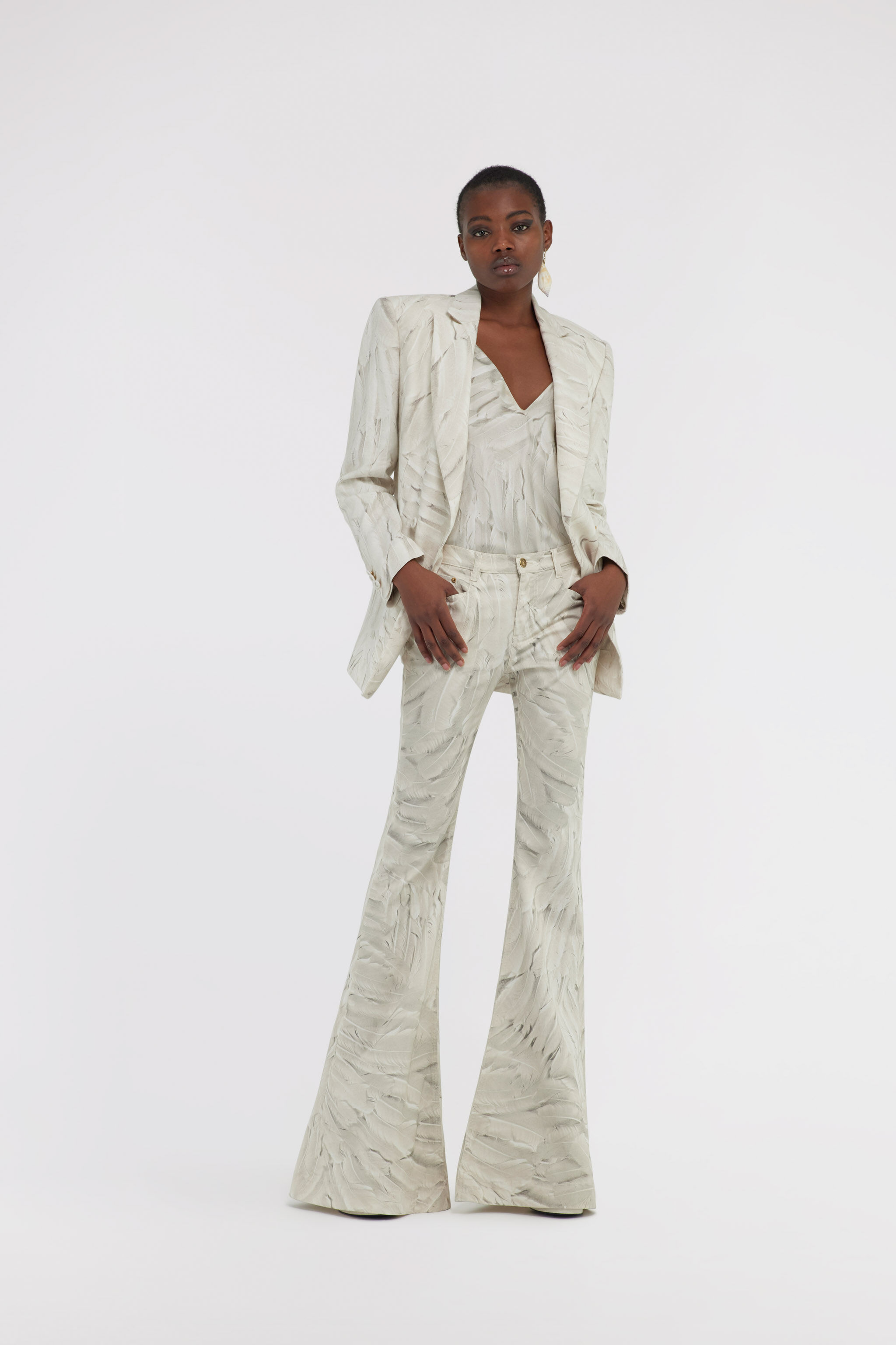 RC Plumage print denim Blanc SWJ205-DAL74