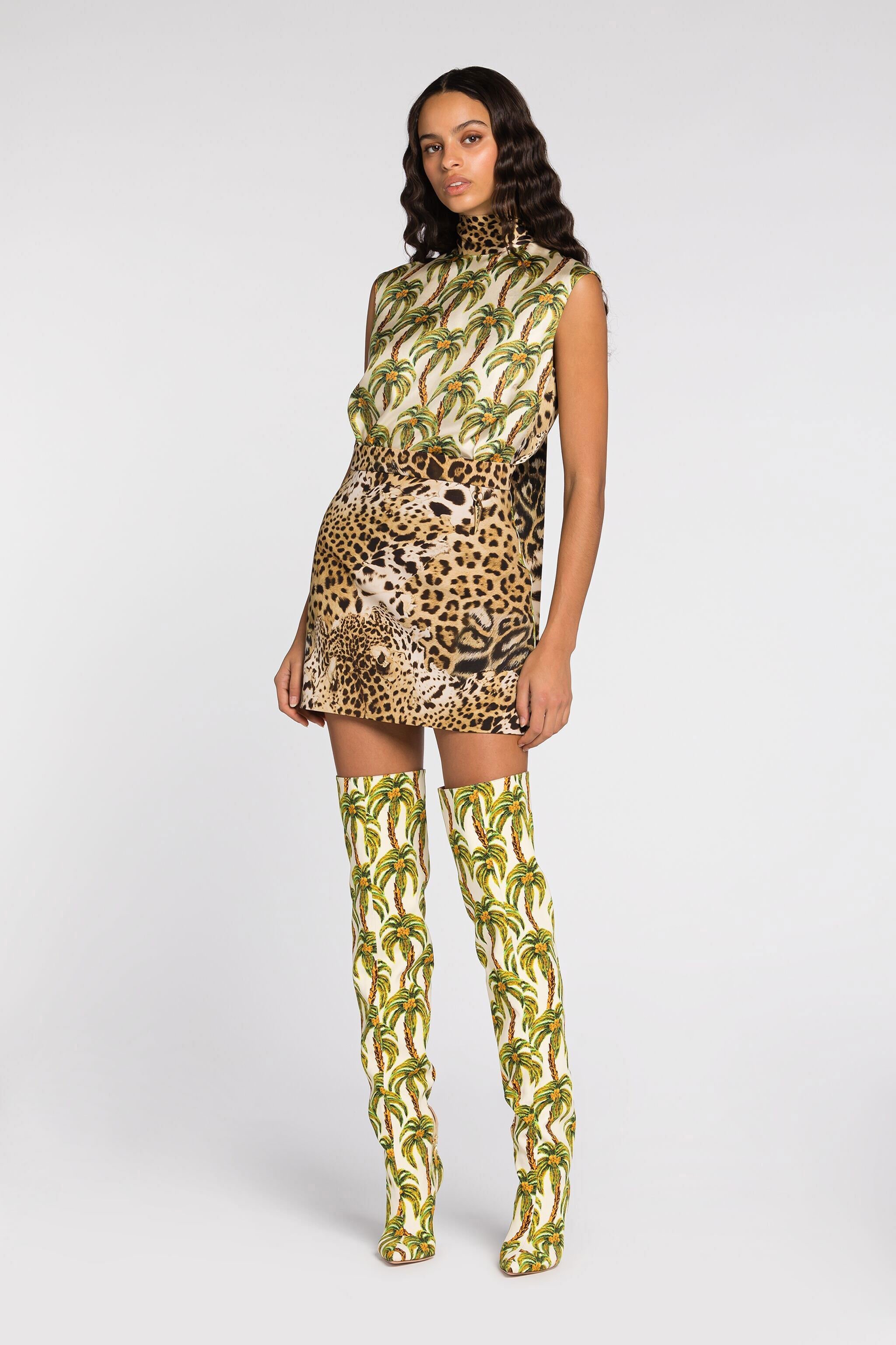 RC Tiger-print A-line miniskirt Light Brown QWT334-ORG34