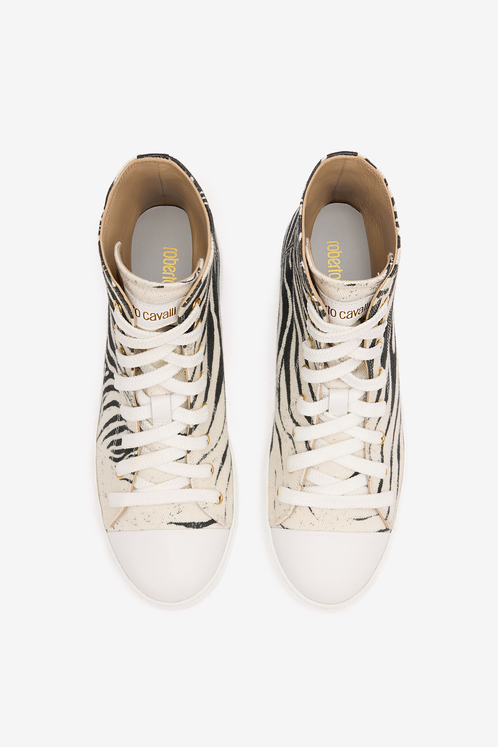 RC High-Top Sneakers With Zebra Print Black/White UKS040-SMC77