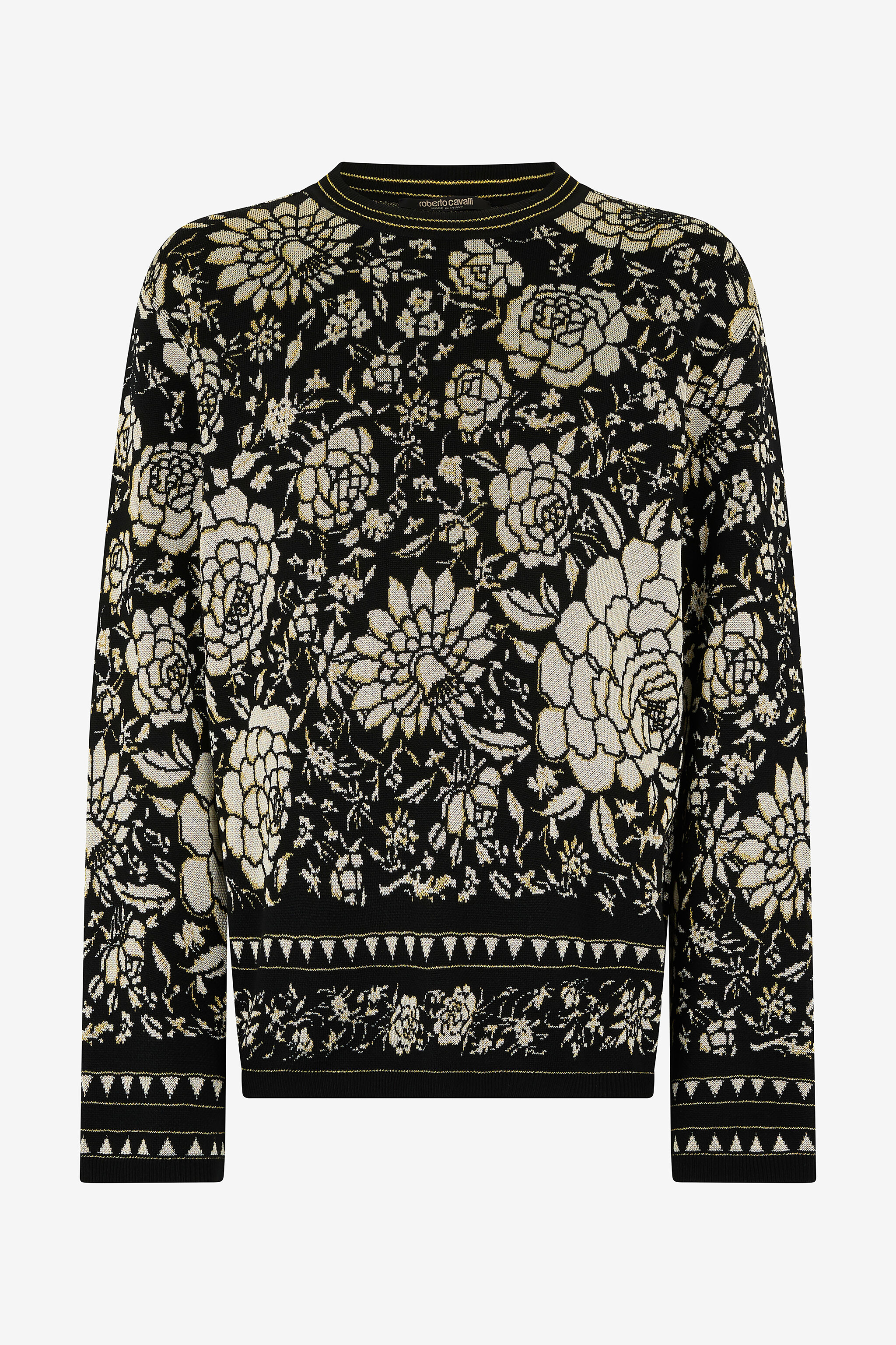 RC Wool Blend Sweater with Floral Design Black/White VNM604-MQ027