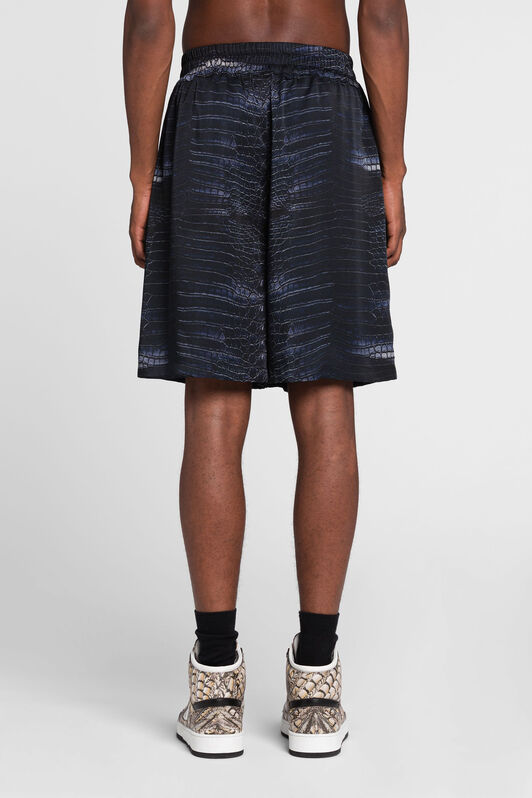 RC Crocodile print knee-length shorts Dark blue QRT225-2NS07