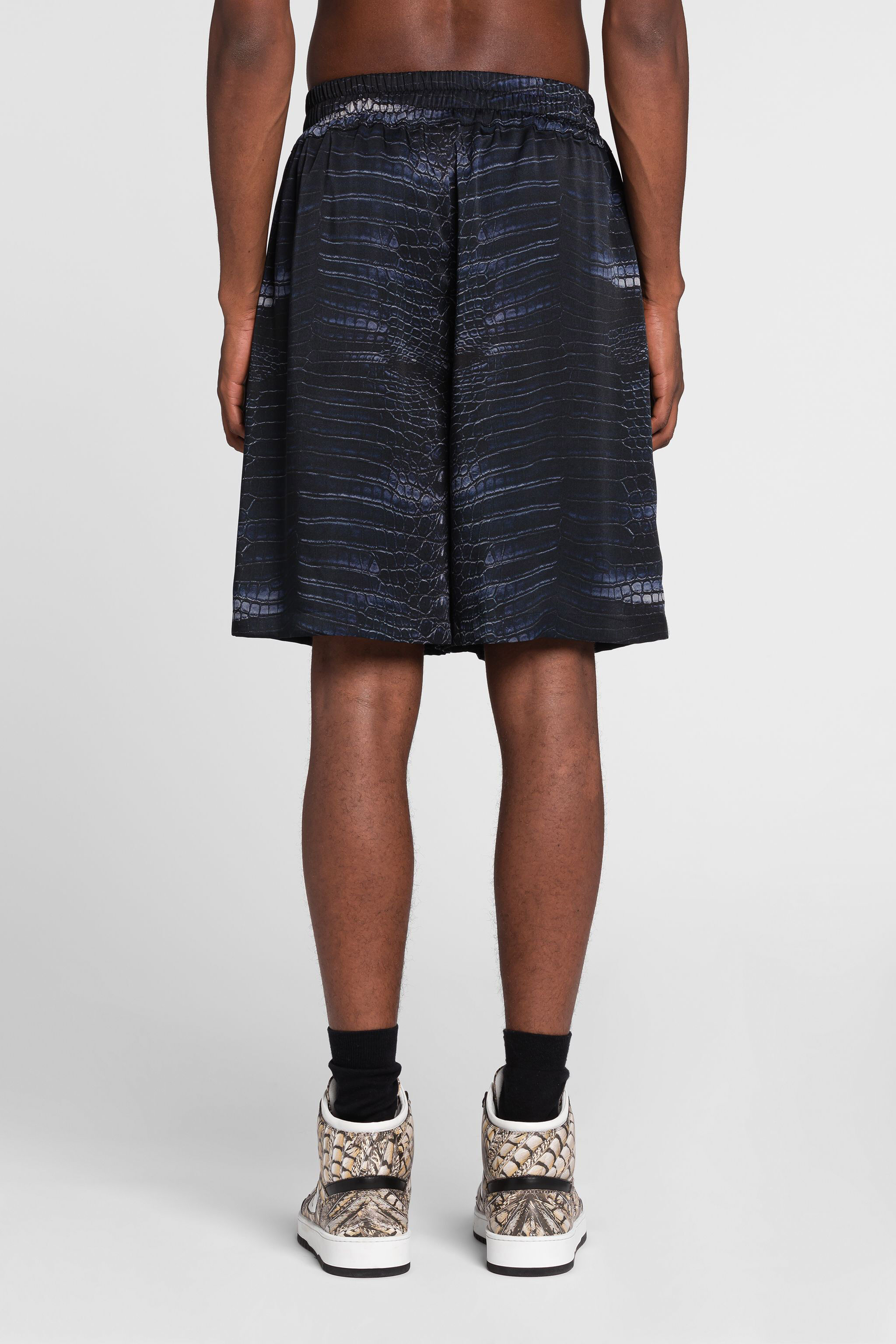 RC Crocodile print knee-length shorts Dark blue QRT225-2NS07