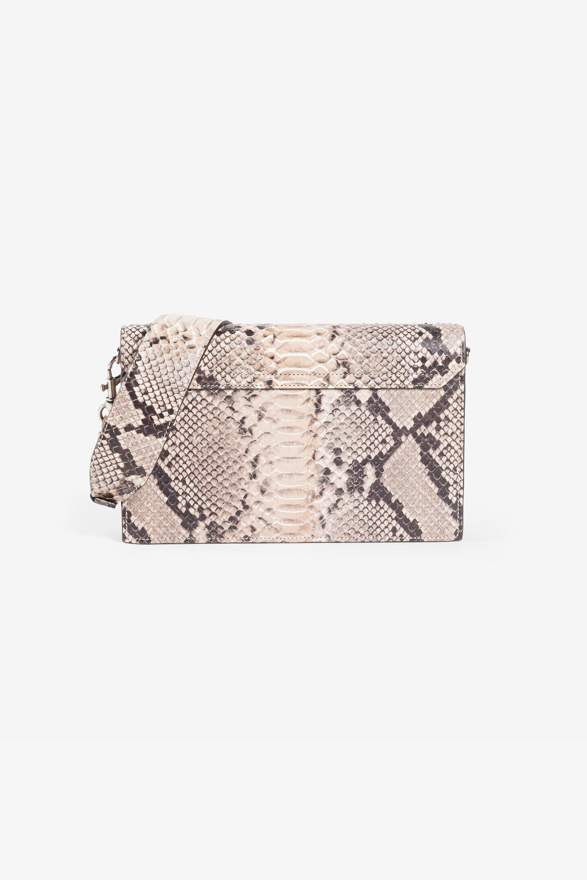 RC Snakeskin-print leather shoulder bag Light Brown RKB006-PZ1ON