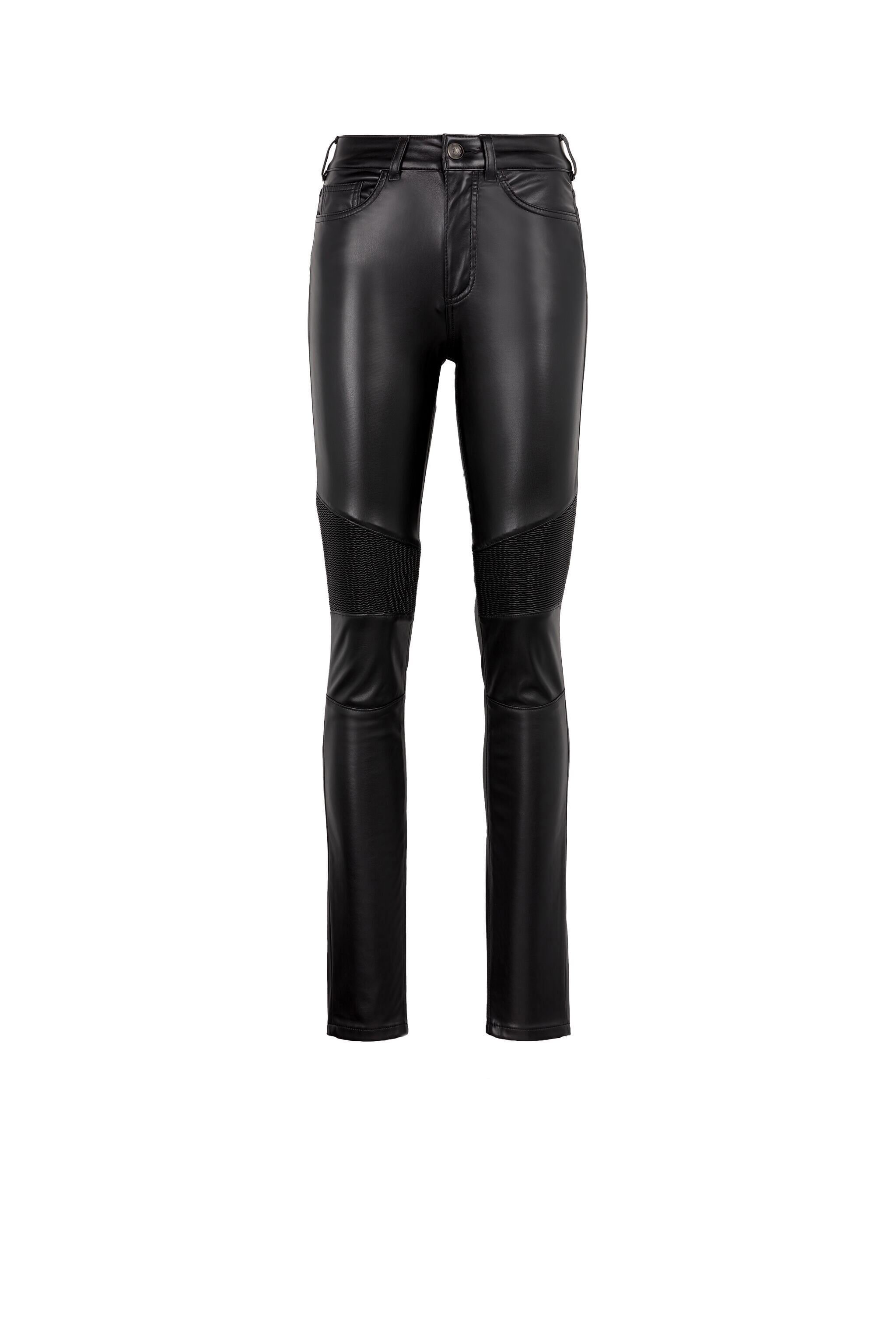 RC Shirred-Panel Skinny Trousers Schwarz JST20E-FT001