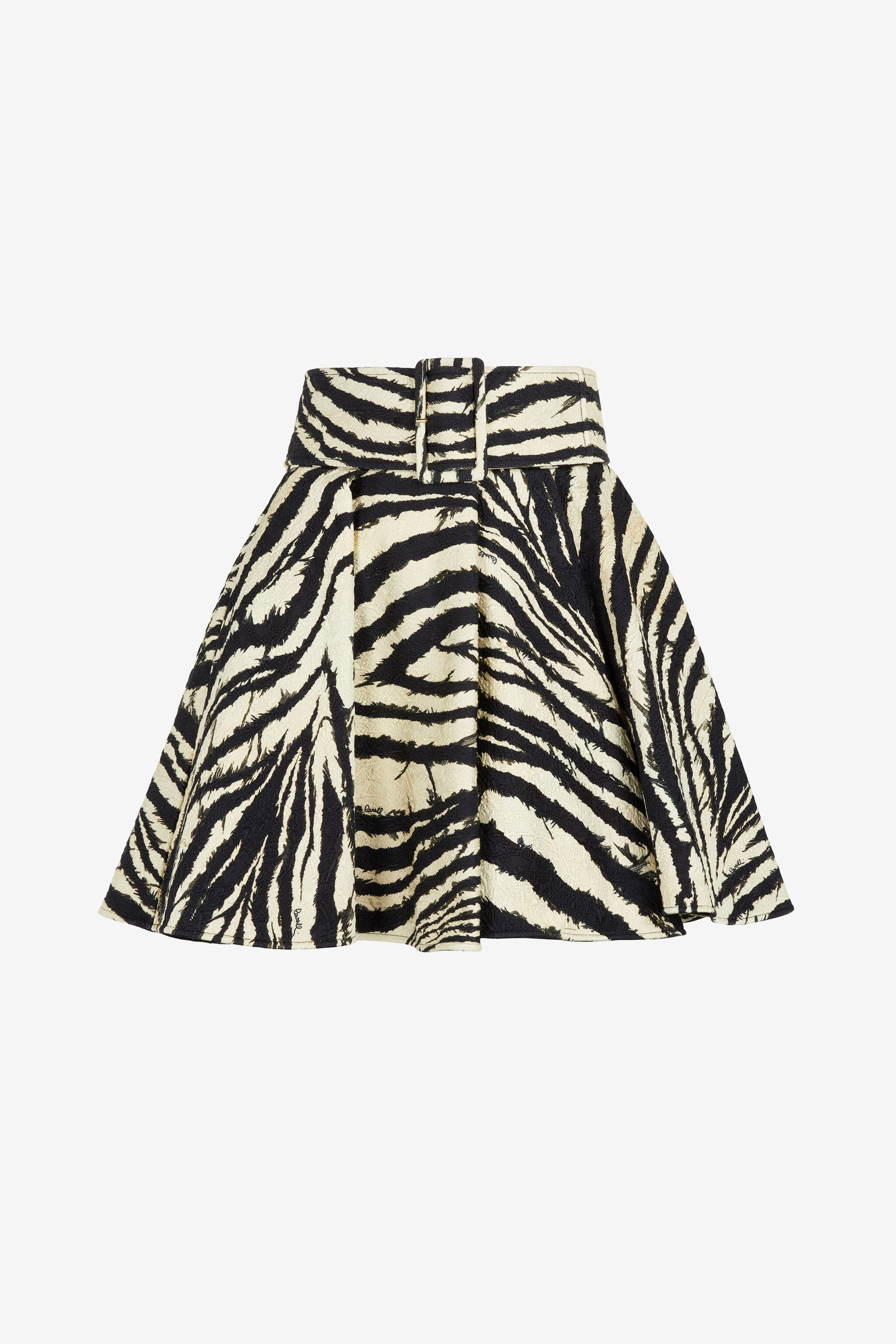 RC Freedom-Print Belted Mini Skirt Black/White OKT302-2RC80