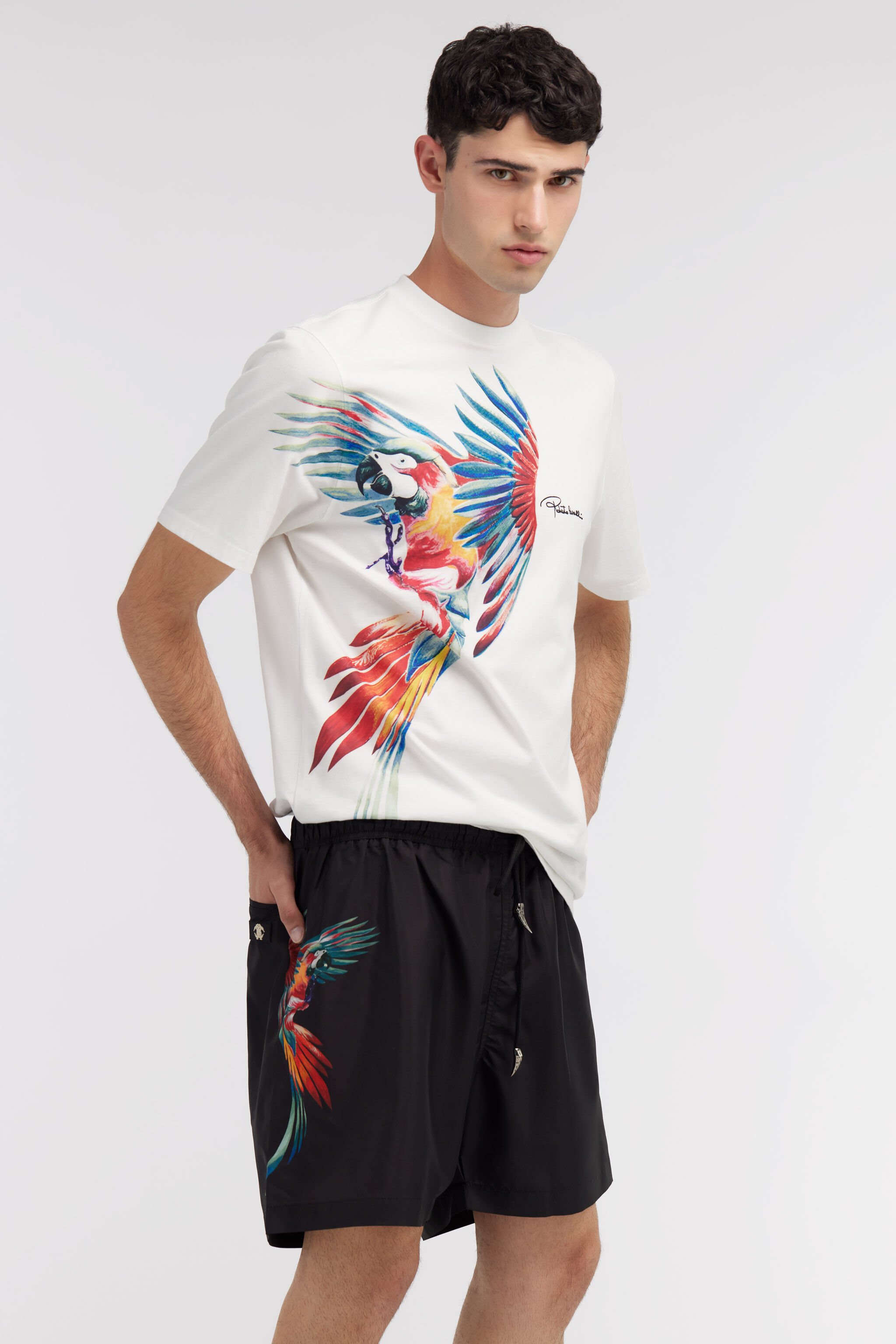 RC Swim shorts with parrot print Schwarz SYH00B-SB002