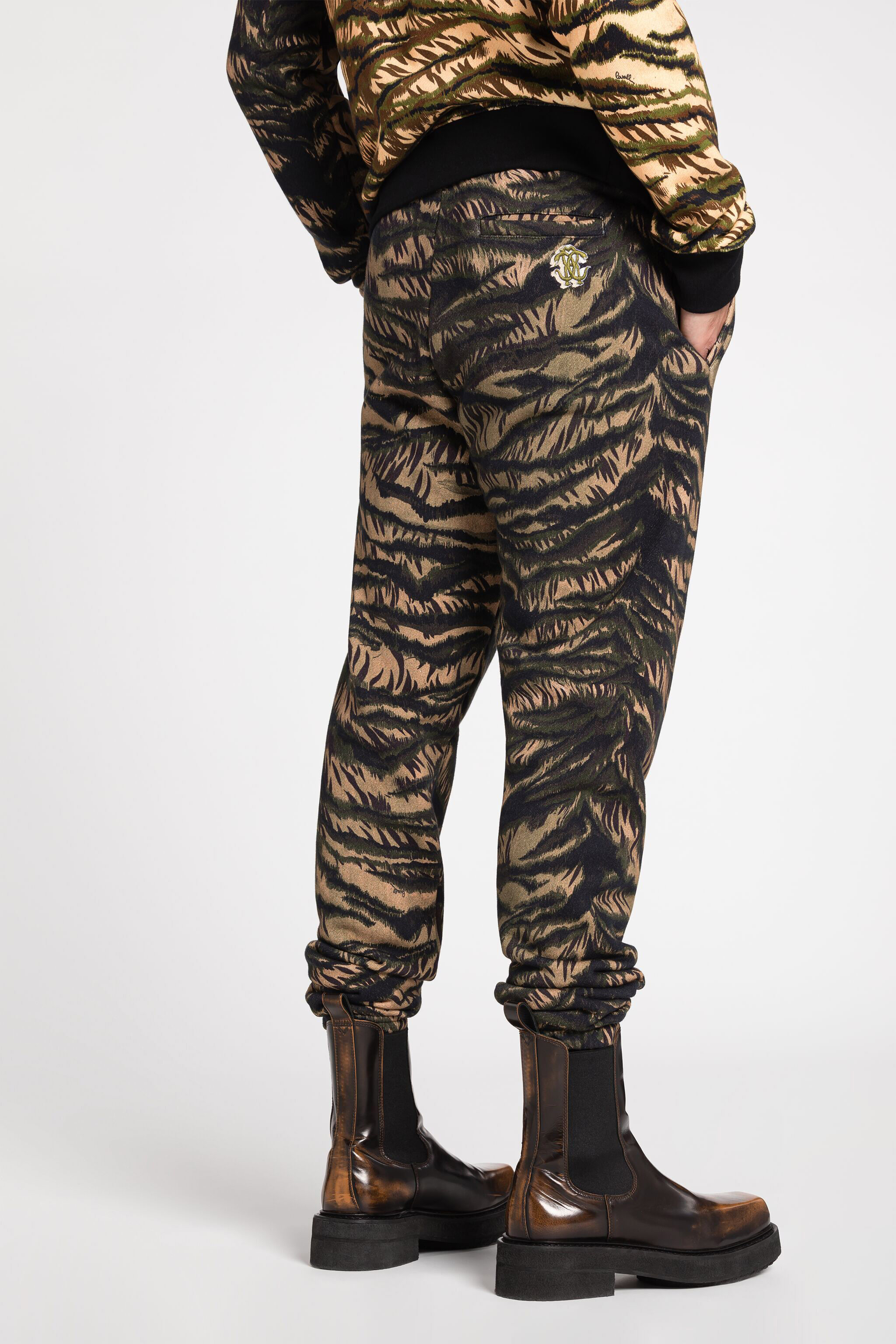 RC Animal-Print Cotton Track Pants Dark green/Black RRT25D-5OH79