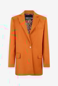 ${brand} Orangefarbener Einreihiger Blazer mit Logo-Riemen ${colorDescription} ${masterID}