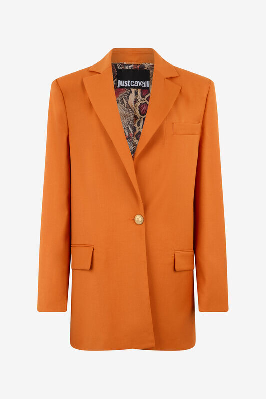 JC Orangefarbener Einreihiger Blazer mit Logo-Riemen JC Orangefarbener Einreihiger Blazer mit Logo-Riemen ARANCIO UFT194-UF260