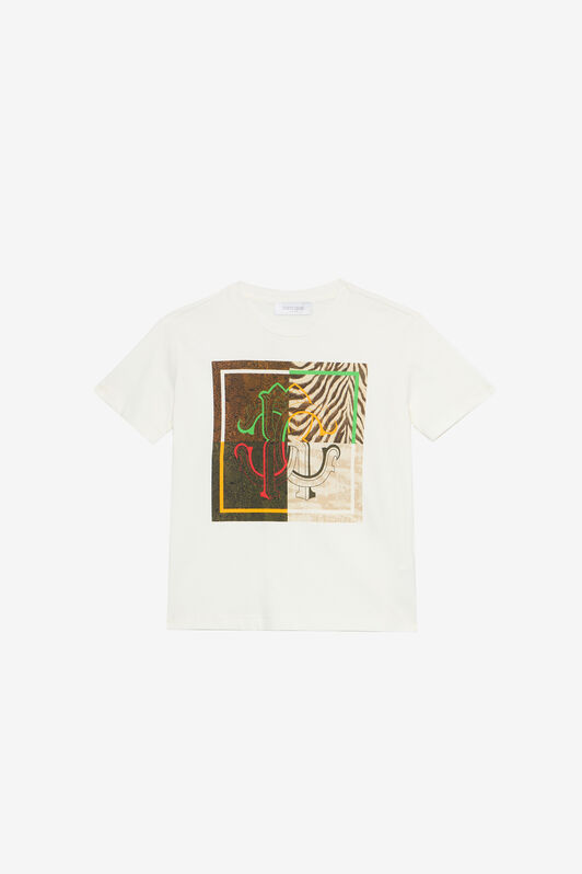 JU T-Shirt Avec Écusson Animalier Et Monogramme RC Blanc UJT60H-JD001