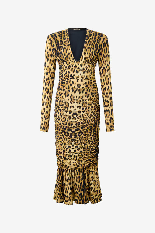 RC Midi Dress with Jaguar Skin Print Brown VWT153-LNQ71