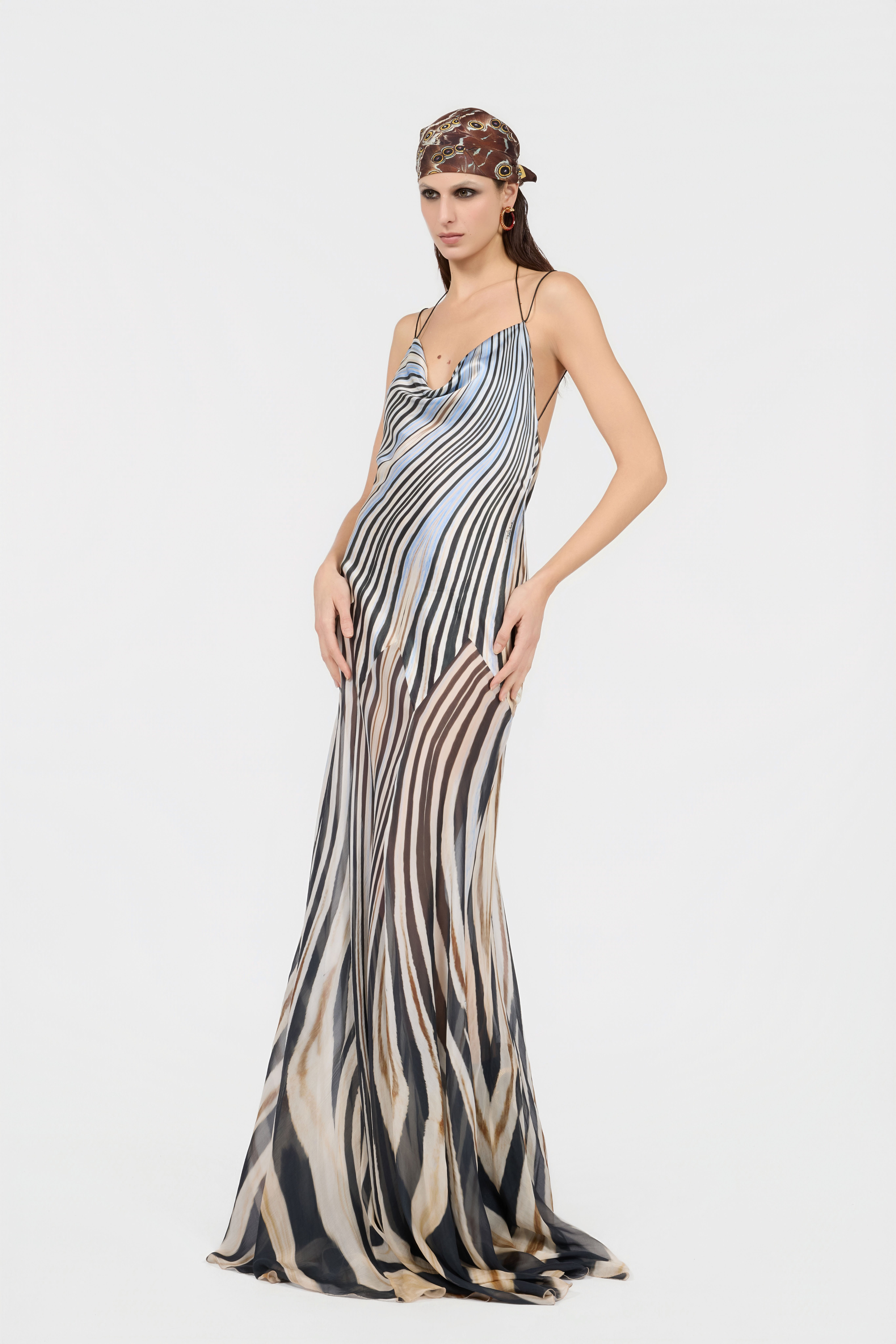 RC Zebra Print Silk Slip Dress NATURAL/BLACK XQT135-RYT26