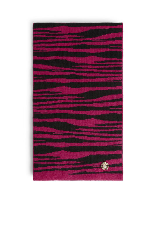 JU Zebra stripe cashmere blend scarf FUCHSIA/BLACK JJI012-MQ033
