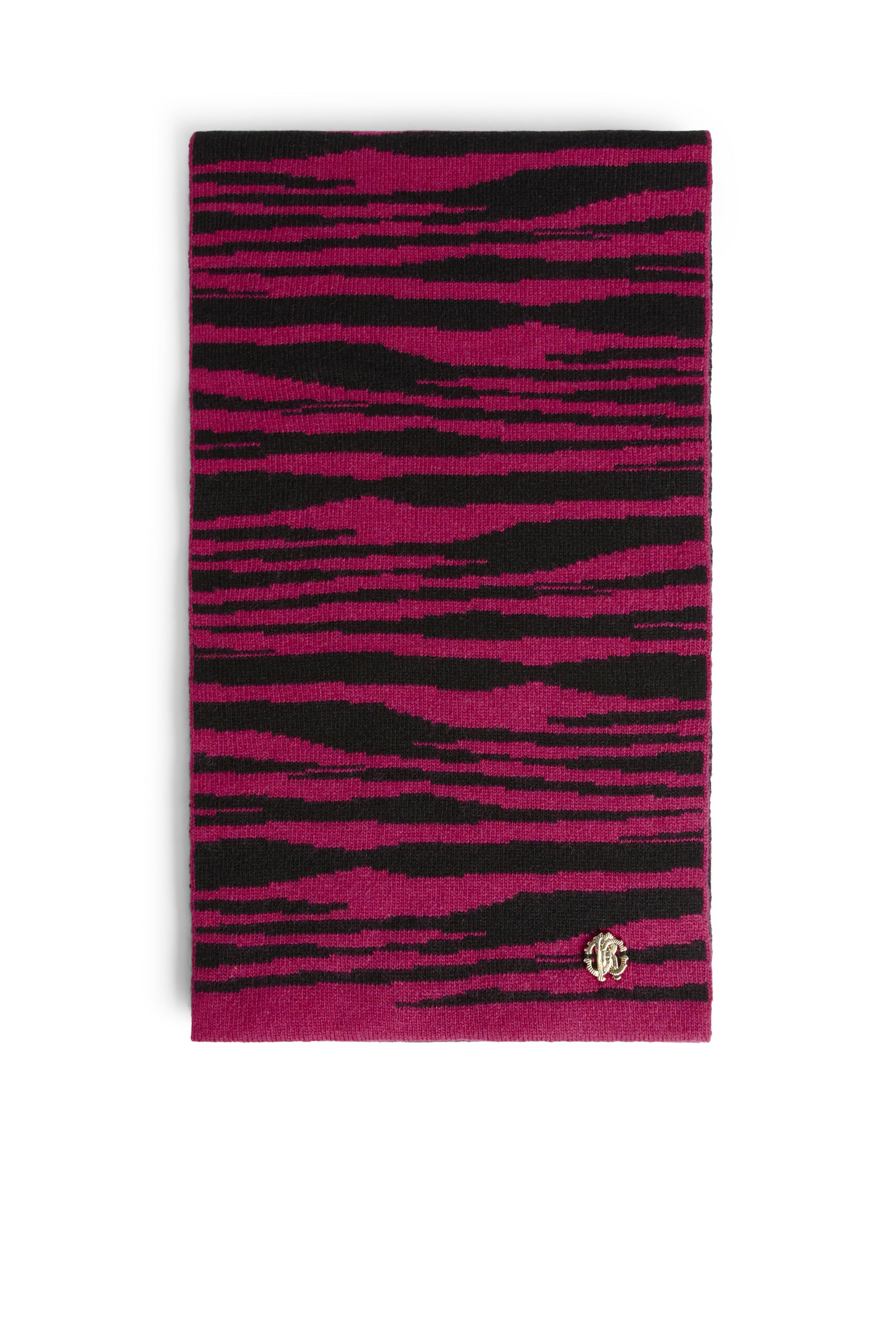 JU Zebra stripe cashmere blend scarf FUCHSIA/BLACK JJI012-MQ033