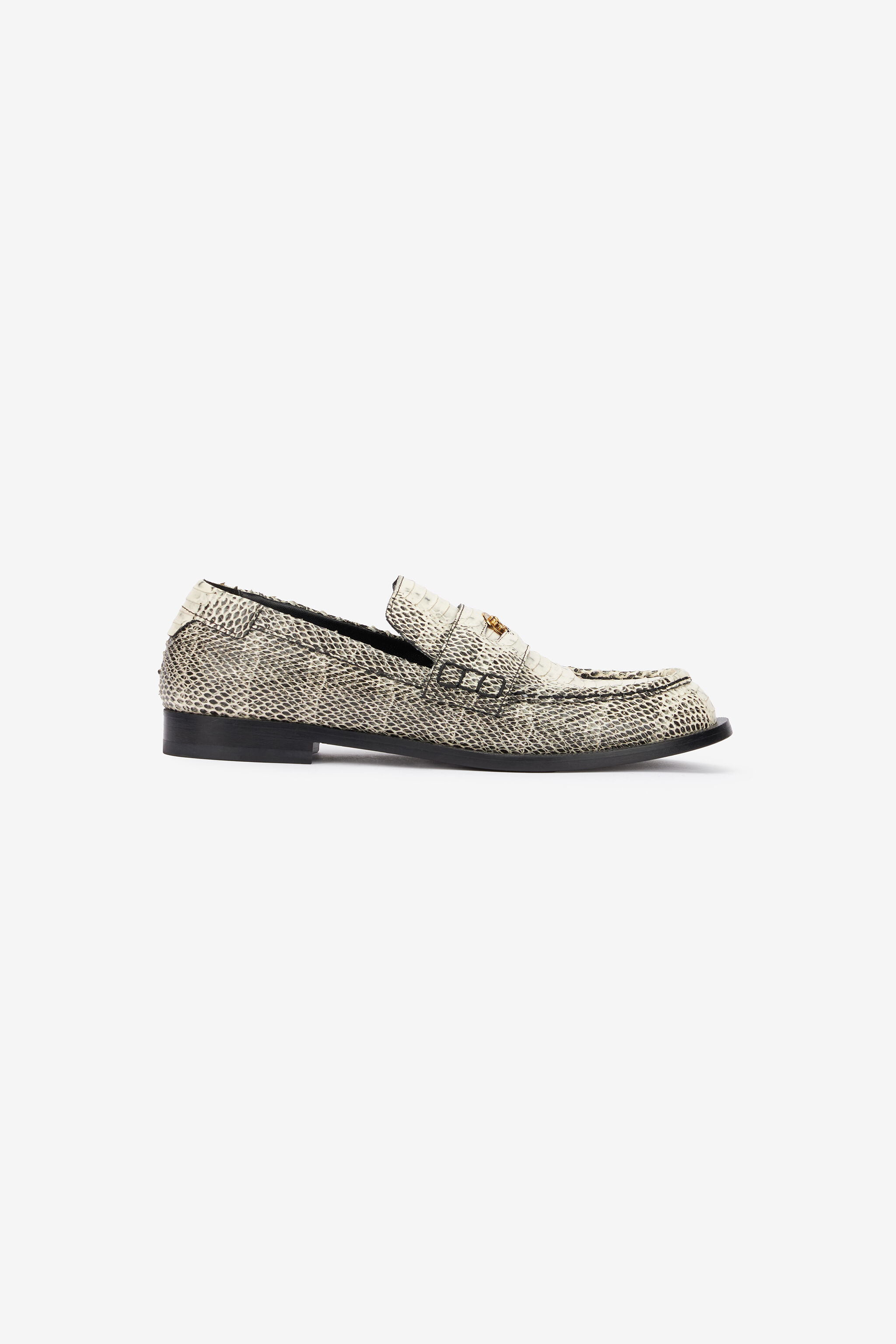RC Printed Leather Loafers Black/White UKS038-PZ587