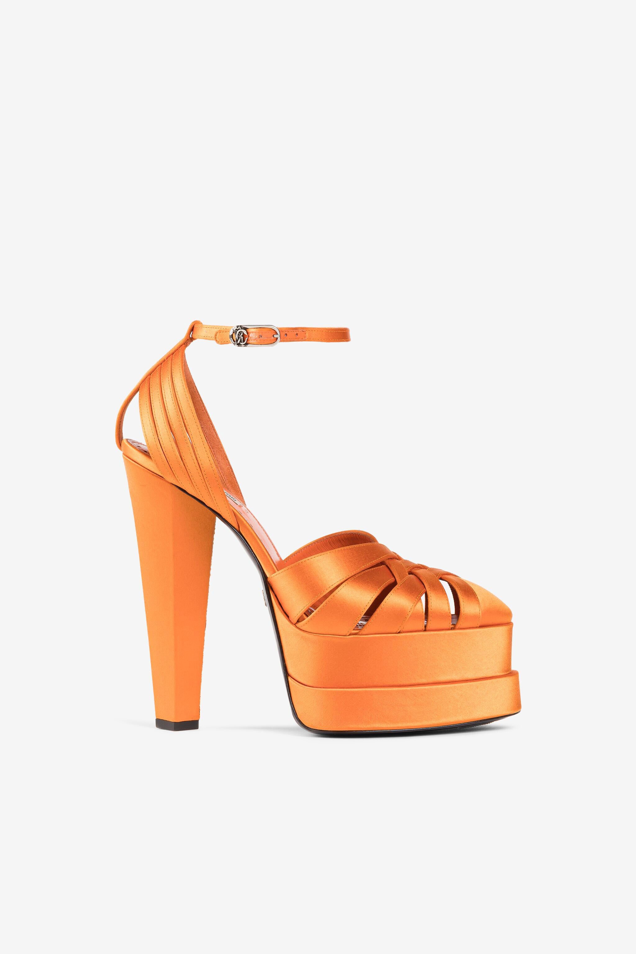 RC Caged leather platform sandals Orange RKS008-FLR01