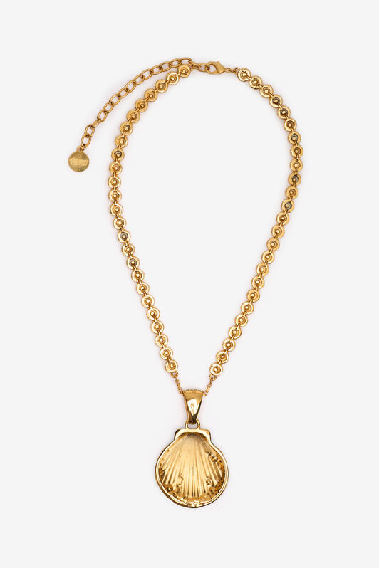 RC Necklace With Shell Pendant And Crystals Gold UWG018-AM072