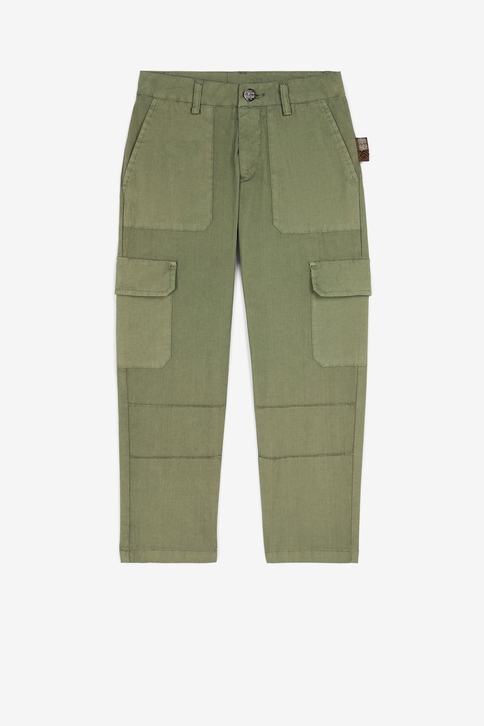 JU Cargo-Hose aus Baumwolle mit Logoprint Dunkelgrün QJT232-CE035