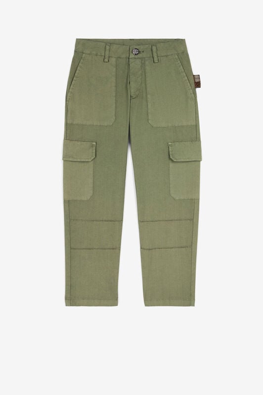 JU Cargo-Hose aus Baumwolle mit Logoprint JU Cargo-Hose aus Baumwolle mit Logoprint Dunkelgrün QJT232-CE035