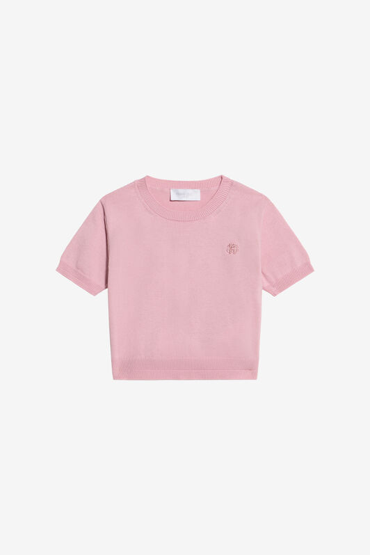 JU Pink Cotton T-Shirt With Embroidered Logo PINK WJM60C-MG001