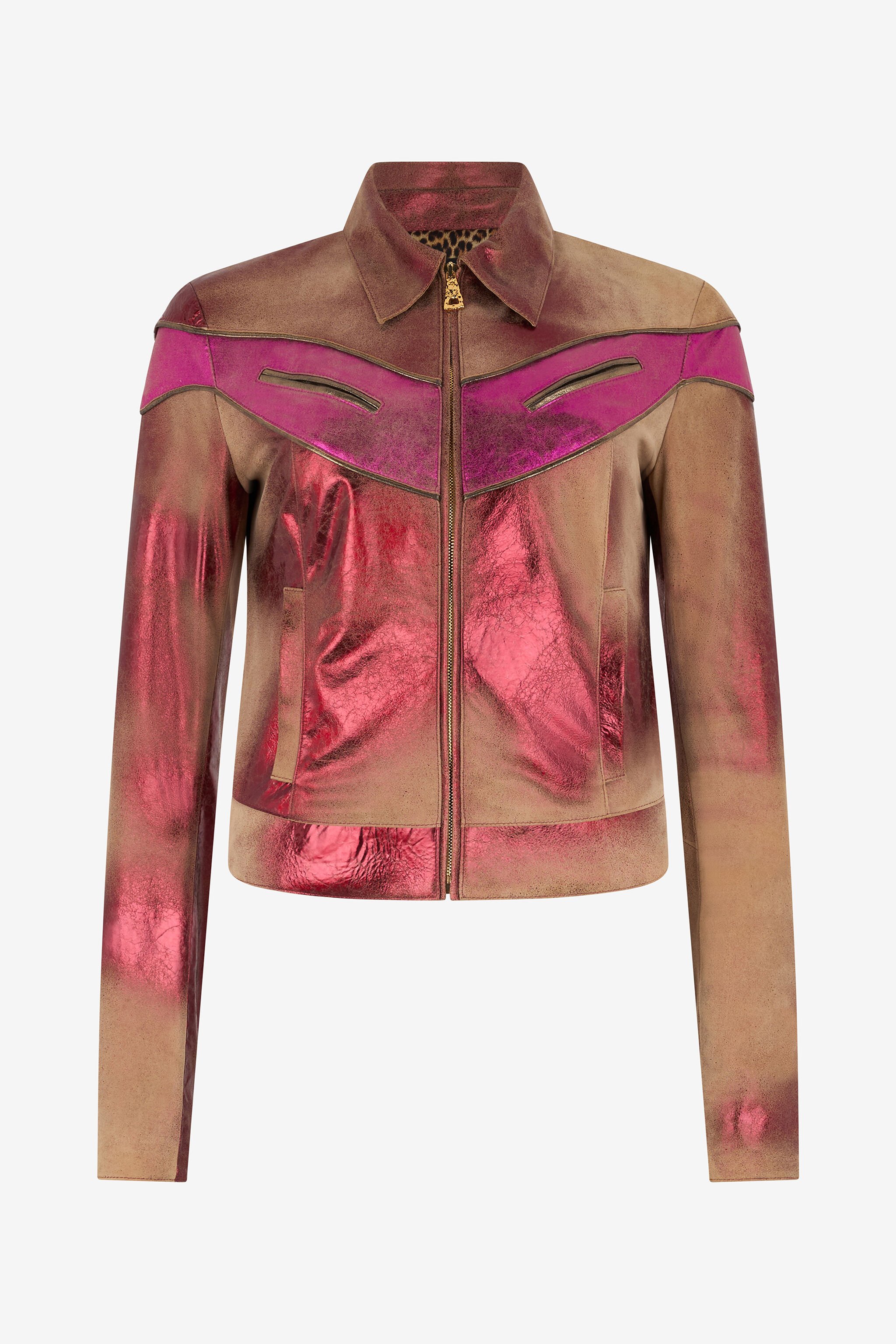 RC Metallic Leather Jacket ROSSO/FUXIA WQP400-PC002