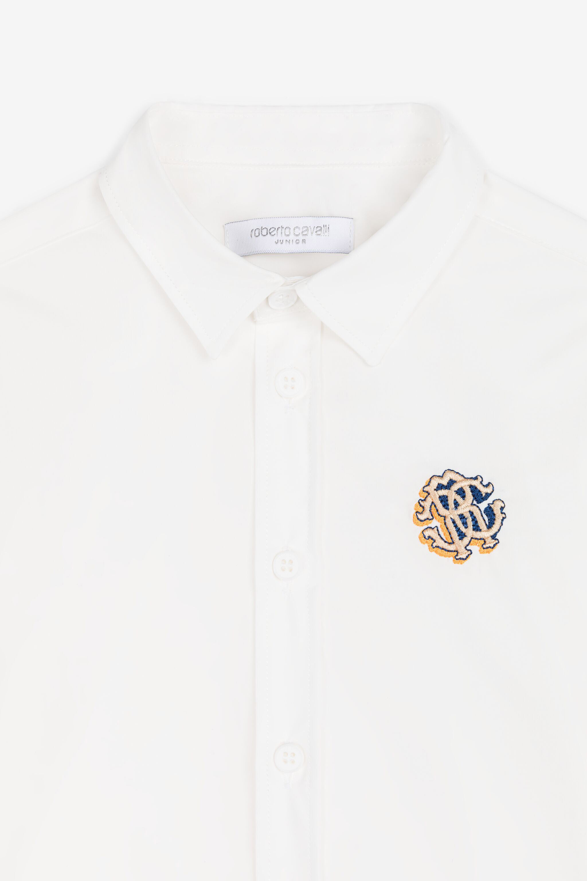 JU Camisa de algodón con Monograma RC bordado Blanco RJT70A-CH004