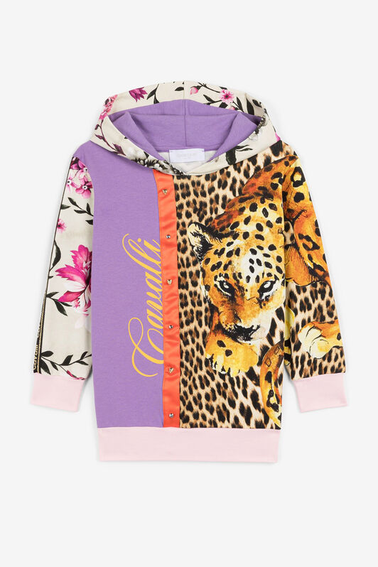 JU Sweat à capuche à patchwork d'imprimés JU Sweat à capuche à patchwork d'imprimés Violet OJT965-ISA2J