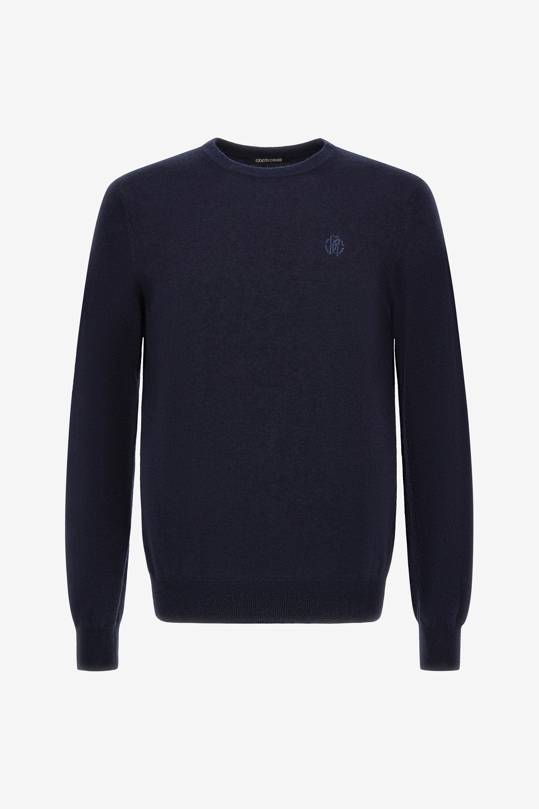 RC Maglione in lana con Monogram Mirror Snake Blu scuro NOM01A-MI014