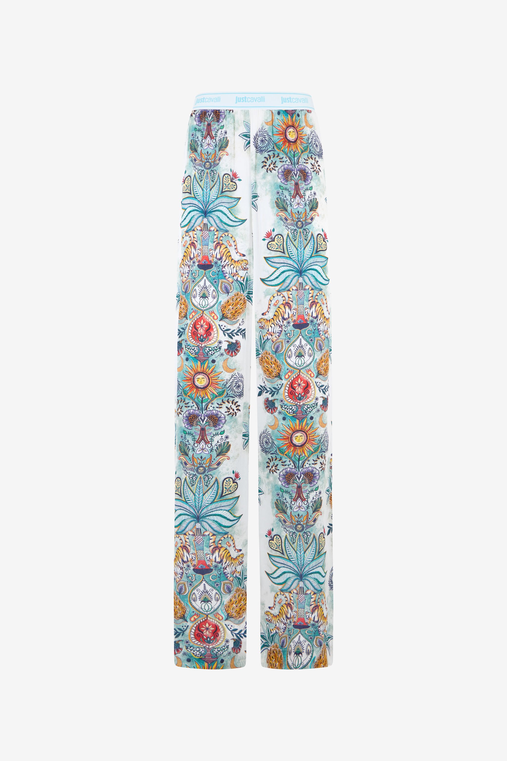 JC Tropical Garden Print Trousers TURCHESE CHIRO WFT158-WF505