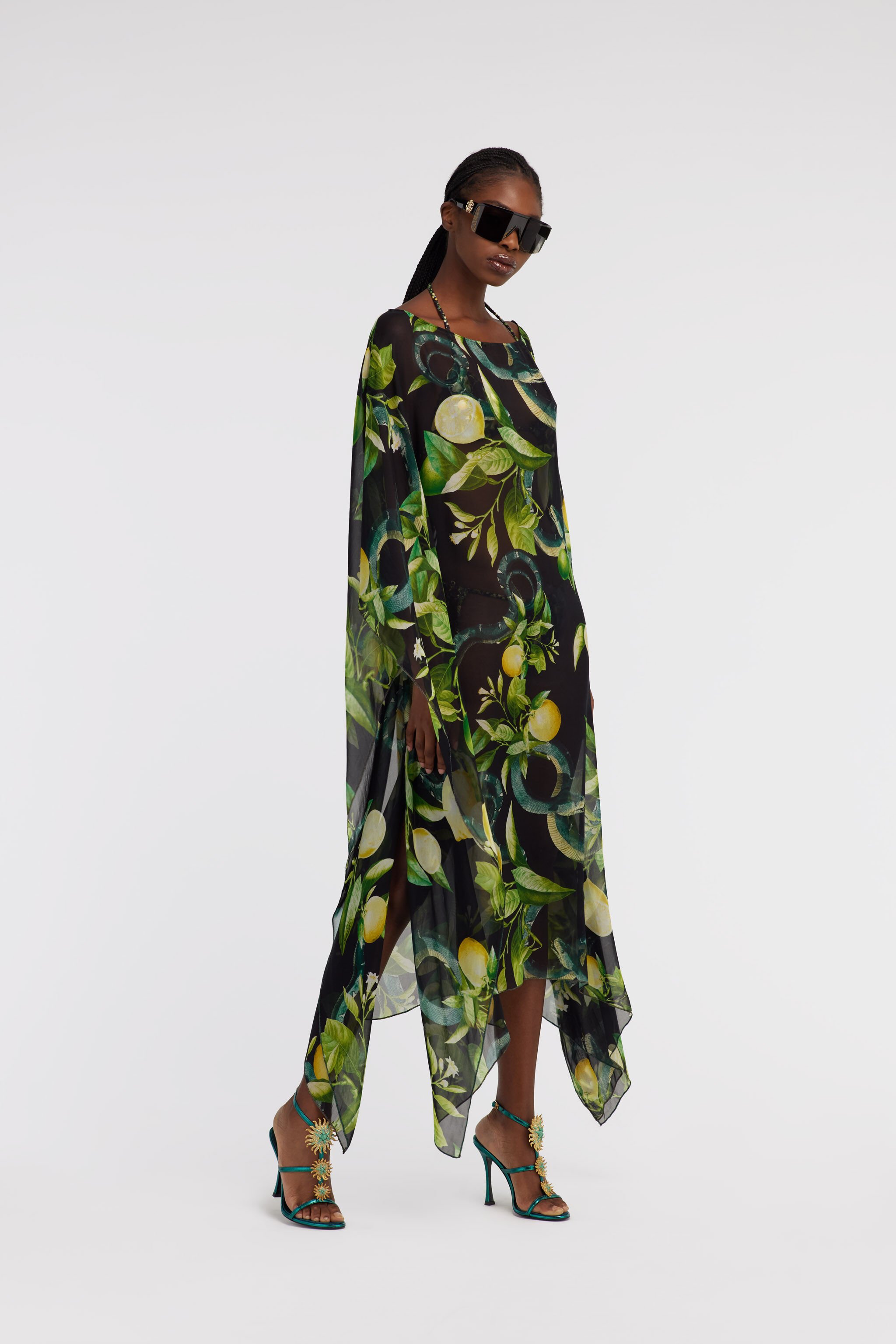 RC Lemon print kaftan Negro SYW052-CTI89