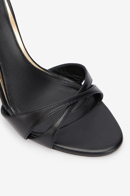 RC Black Leather Sandal With Snake Heel BLACK WKS001-PZ319