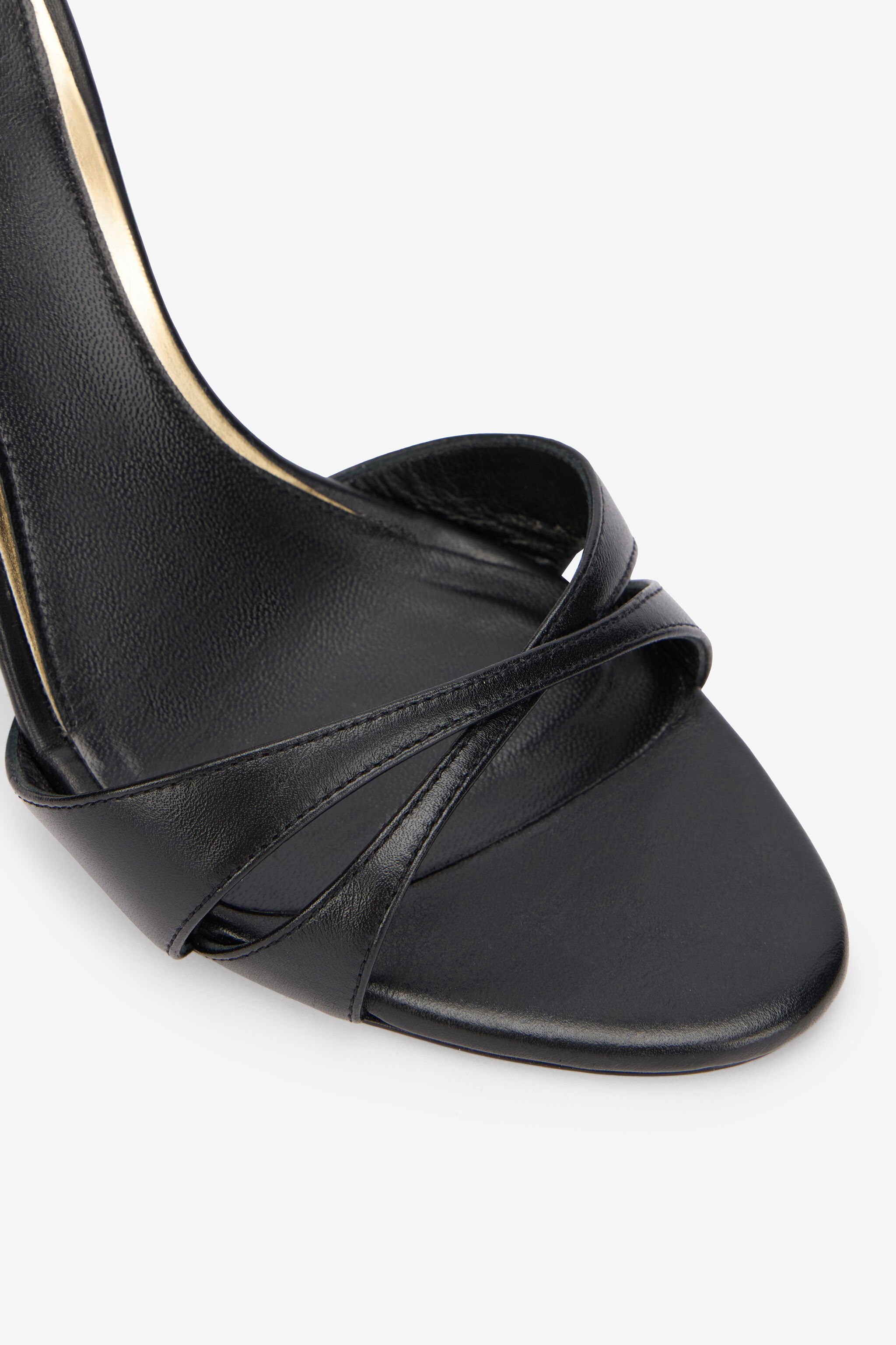 RC Black Leather Sandal With Snake Heel BLACK WKS001-PZ319