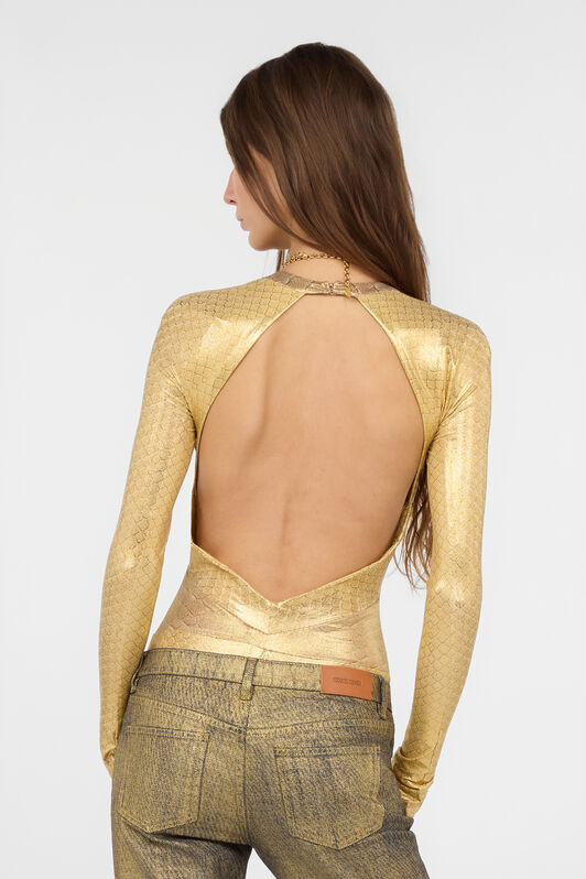 RC Golden Beige Bodysuit with Scale Print BEIGE/GOLD WWT604-OOS31