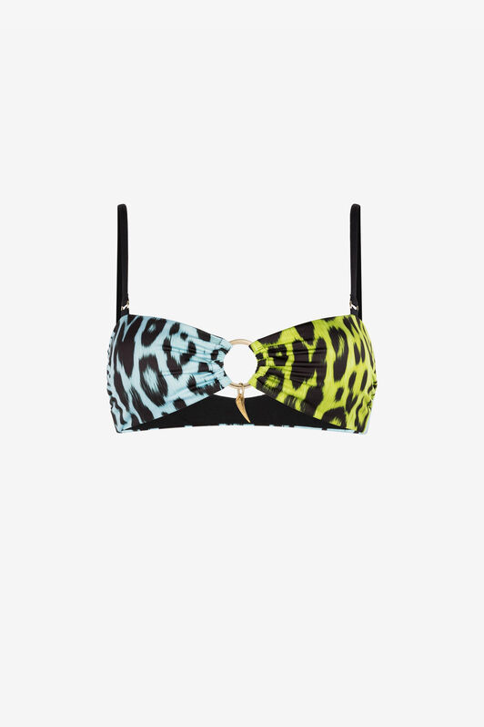 RC Bikini-Oberteil mit Jaguar-Print Hellgrün/Hellblau QKW00I-LNF53