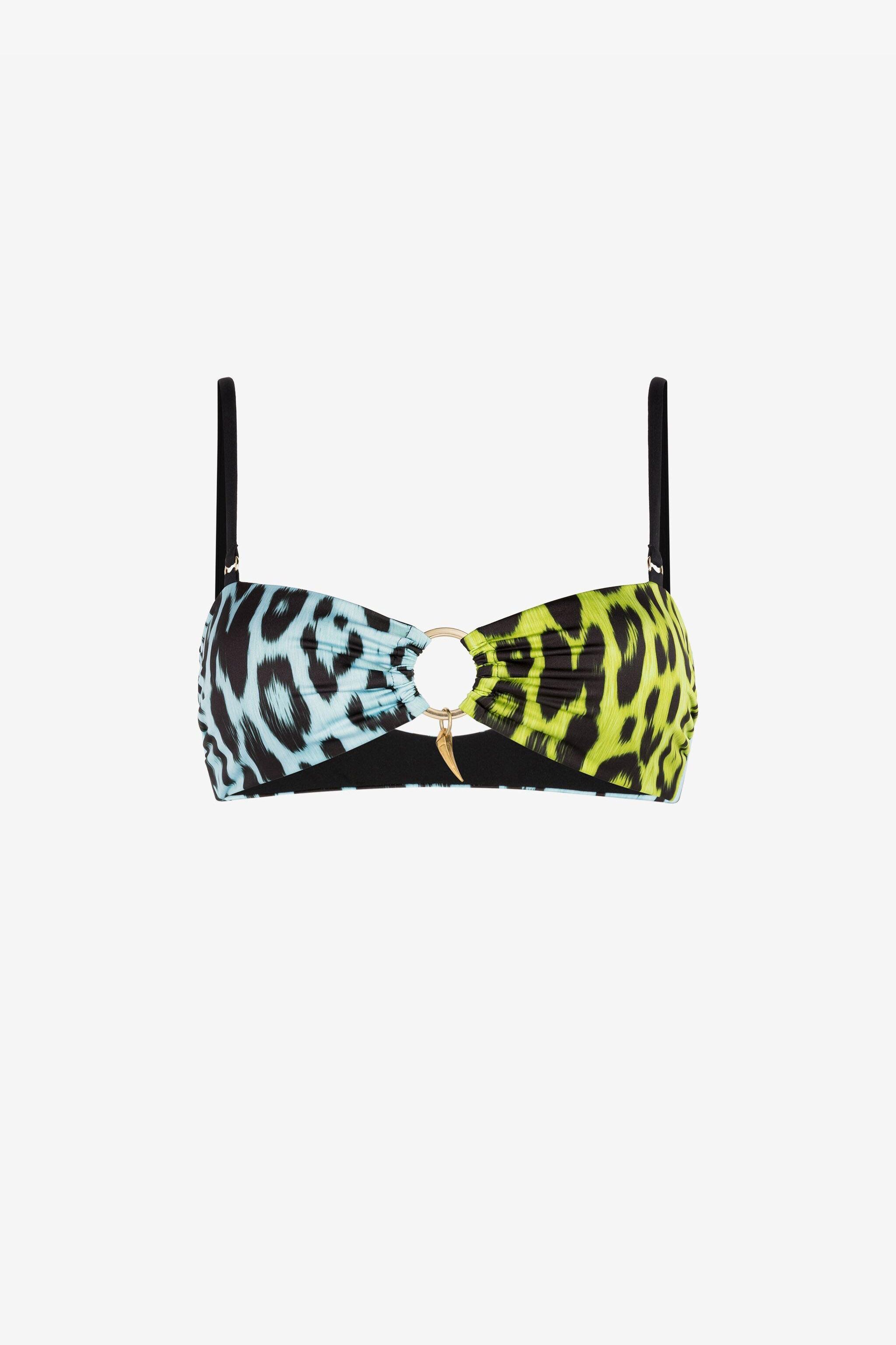RC Bikini-Oberteil mit Jaguar-Print Hellgrün/Hellblau QKW00I-LNF53