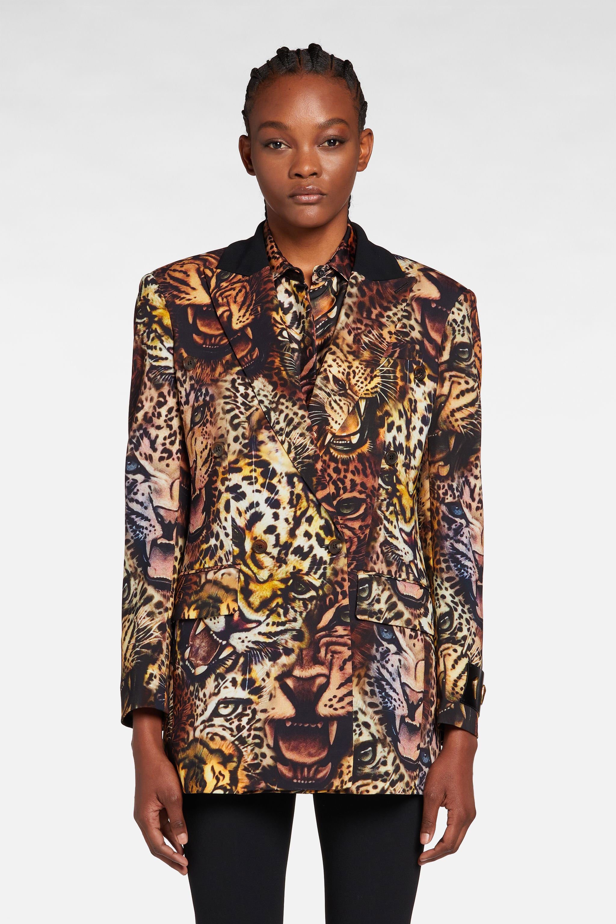 RC Zweireihiger Blazer mit Queen Of Arizona Print BLACK/RUM/NUDE NQT403-ORB76