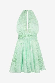 RC Jaguar Mint Print Silk Mini Dress PISTACHIO GREEN XQT176-HNT23