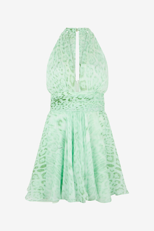 RC Robe Mini en Soie Imprimé Jaguar Mint PISTACHIO GREEN XQT176-HNT23