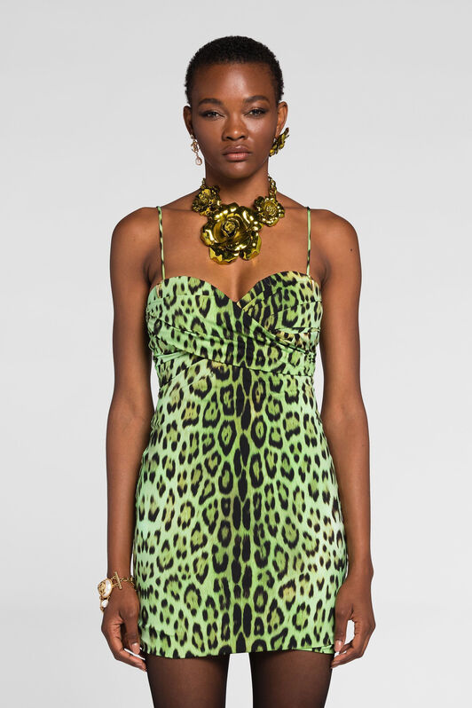 RC Jaguar print sleeveless minidress Verde claro QKT142-LNF53