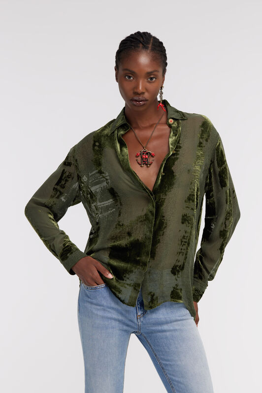 RC Devoré shirt Verde oscuro SKT704-VL041