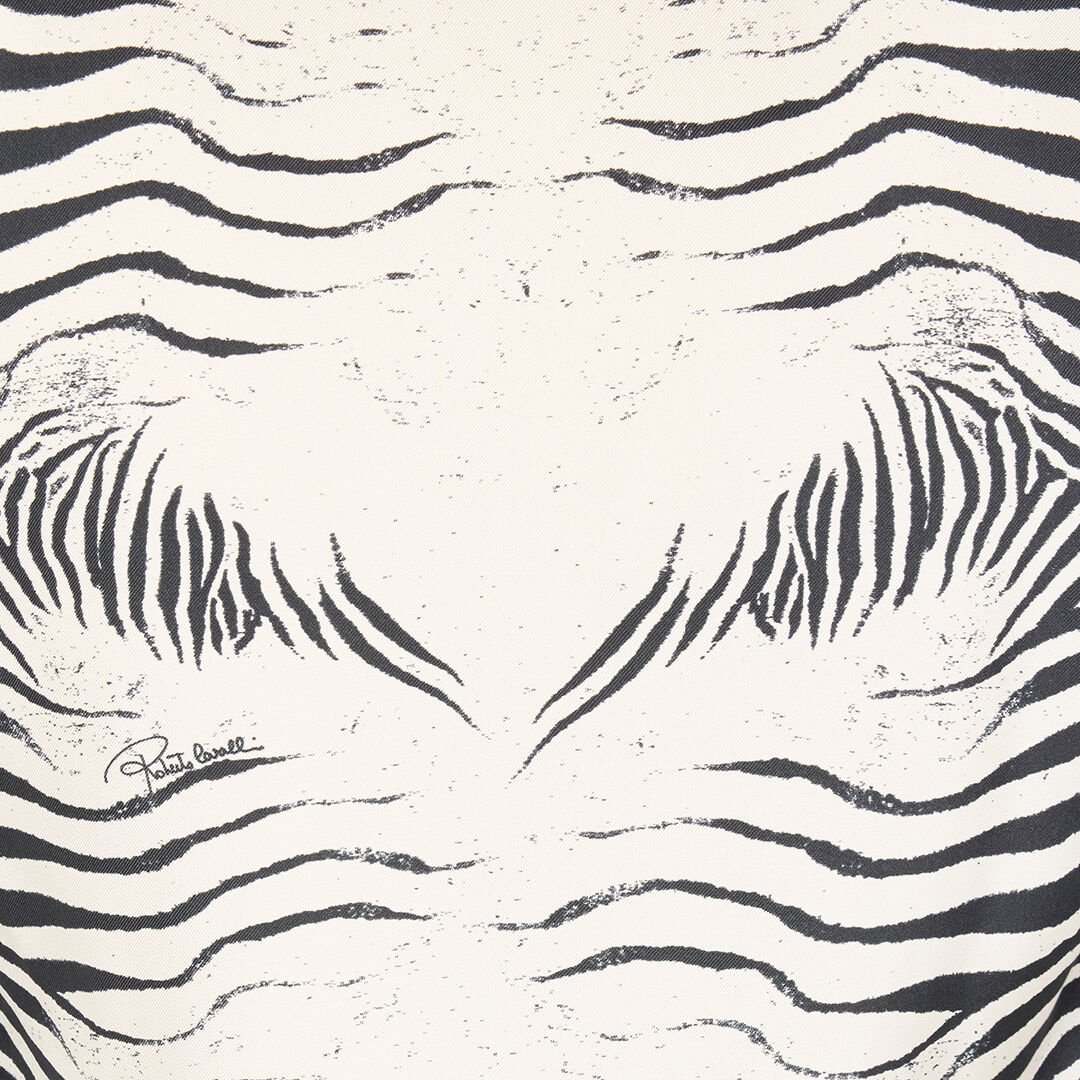 RC Zebra-Print Silk Shirt Black/White UKT704-4QN49