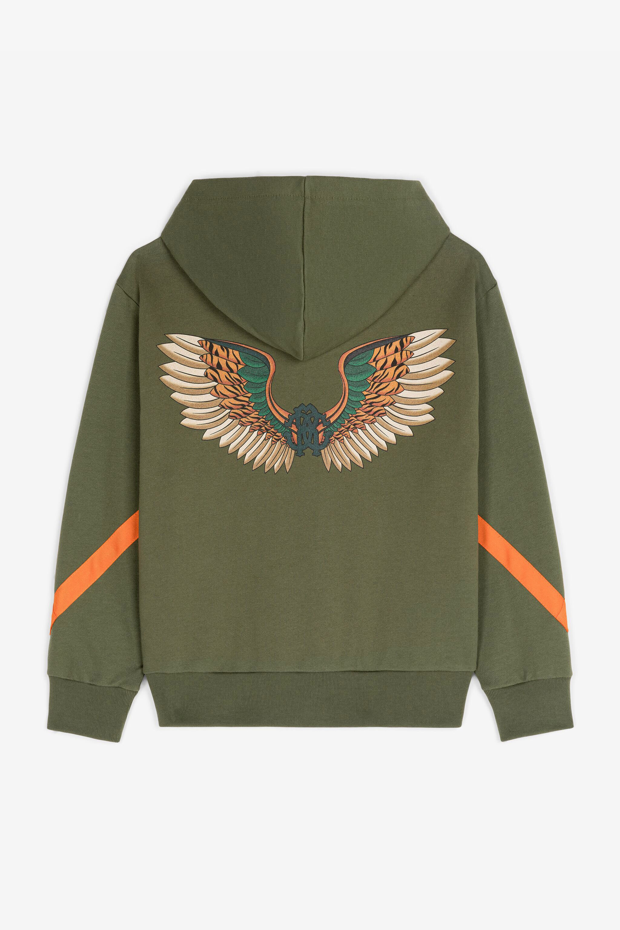 JU Wing-Print Cotton Hoodie Green RJT920-CF050