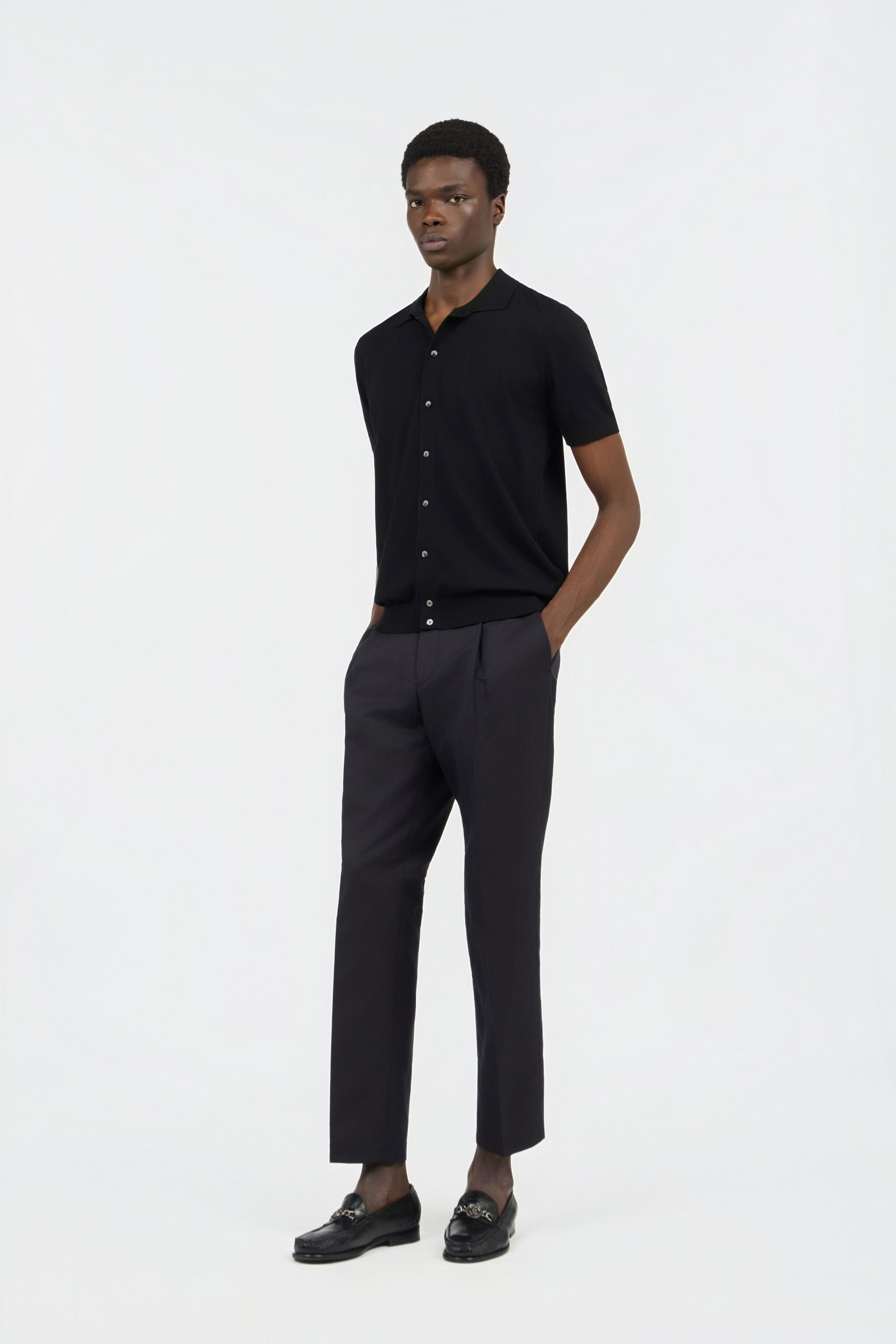 RC Polo Nera in Maglia con Monogram RC BLACK SOT71D-VI044