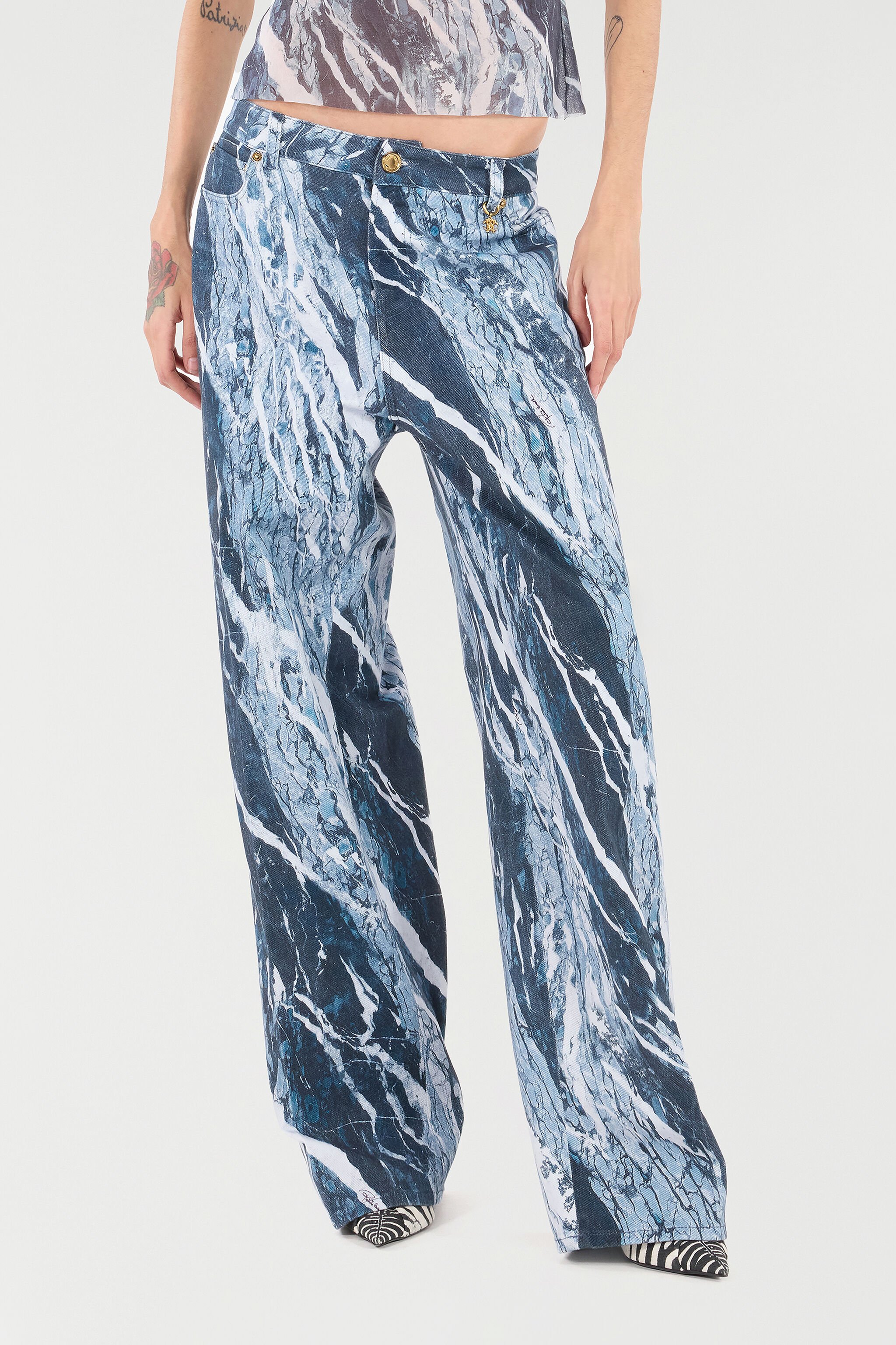 RC Marble Palazzo Pants Dark blue UKJ207-DAN22