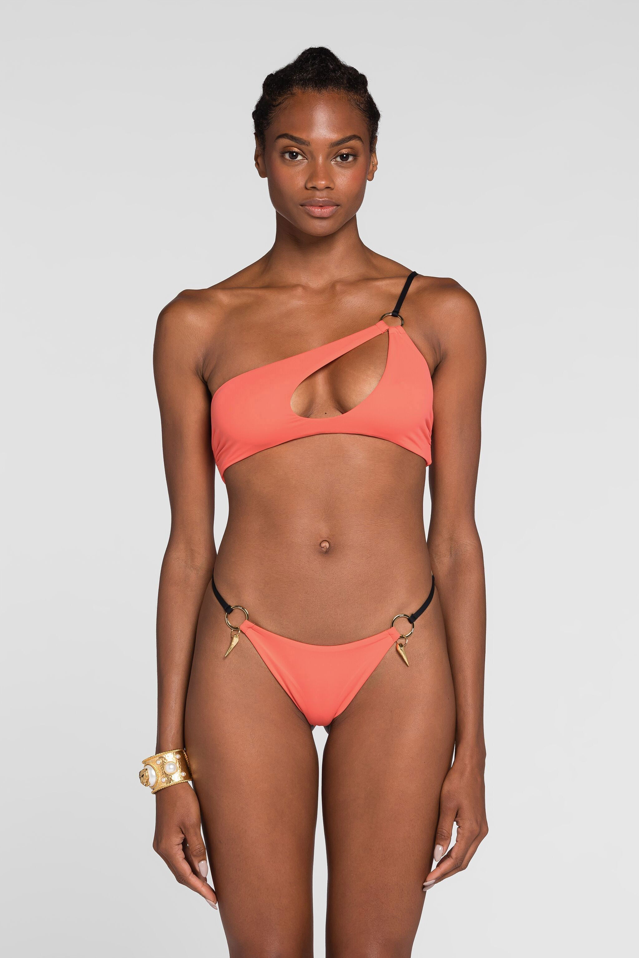 RC Cut-out one-shoulder bikini top Orange QKW00C-LL002