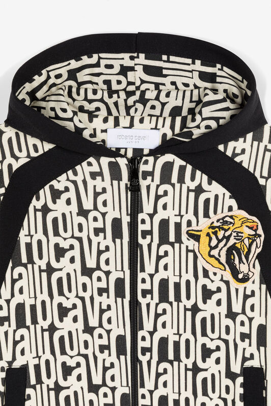 JU Logo-Print Cotton Hoodie JU Logo-Print Cotton Hoodie Black/White RJT90N-5OH95