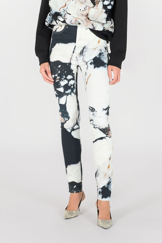 RC Skinny trousers with Marble print Black/White TWJ233-TIN18